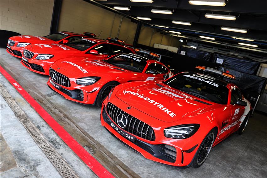five Mercedes safety cars