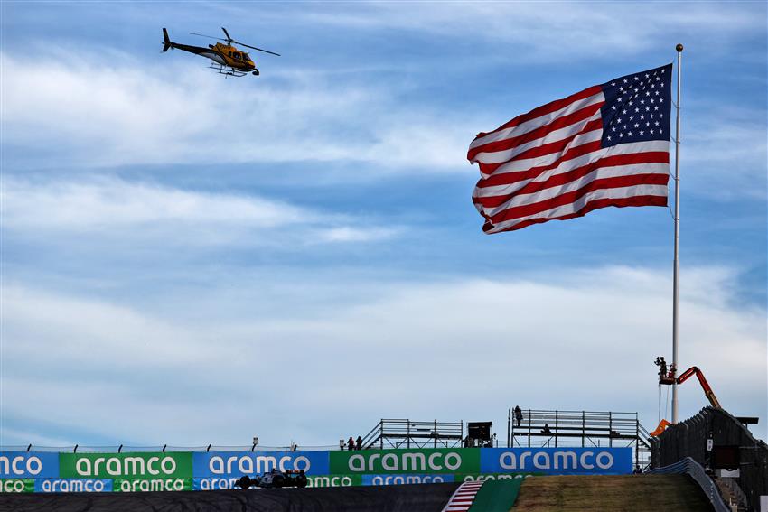 Helicopter and USA flag
