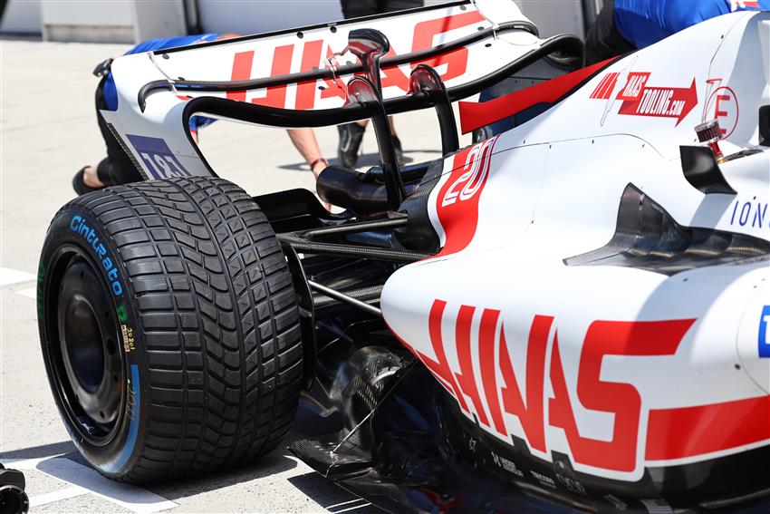 Haas F1 Car with wet tyres