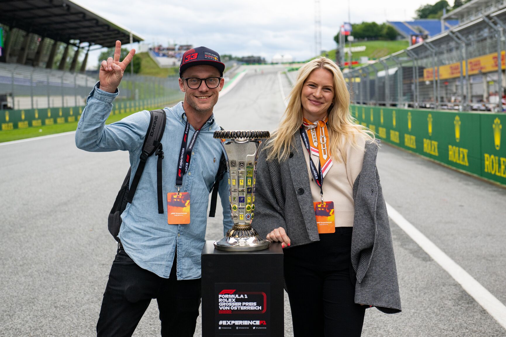 Fans around trophy