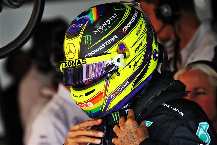 Lewis Hamilton yellow helmet