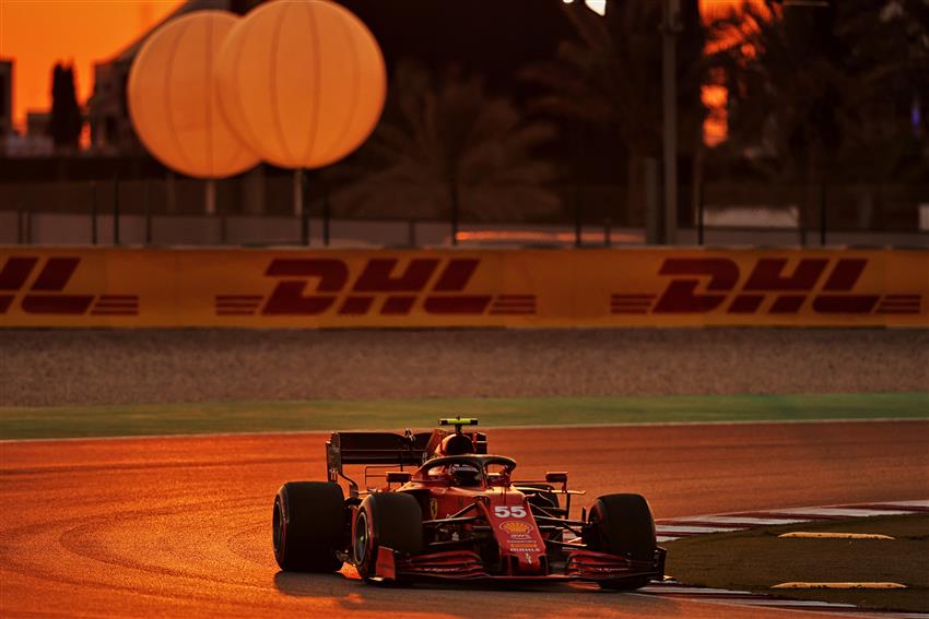 Blood red sunset and F1 car