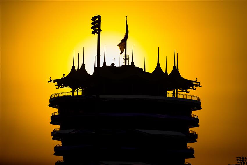 Bright yellow sunset Bahrain Tower