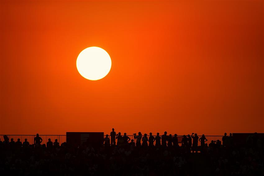 Saudi Arabian sun set with fans