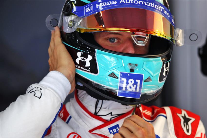 Haas driver in helmet