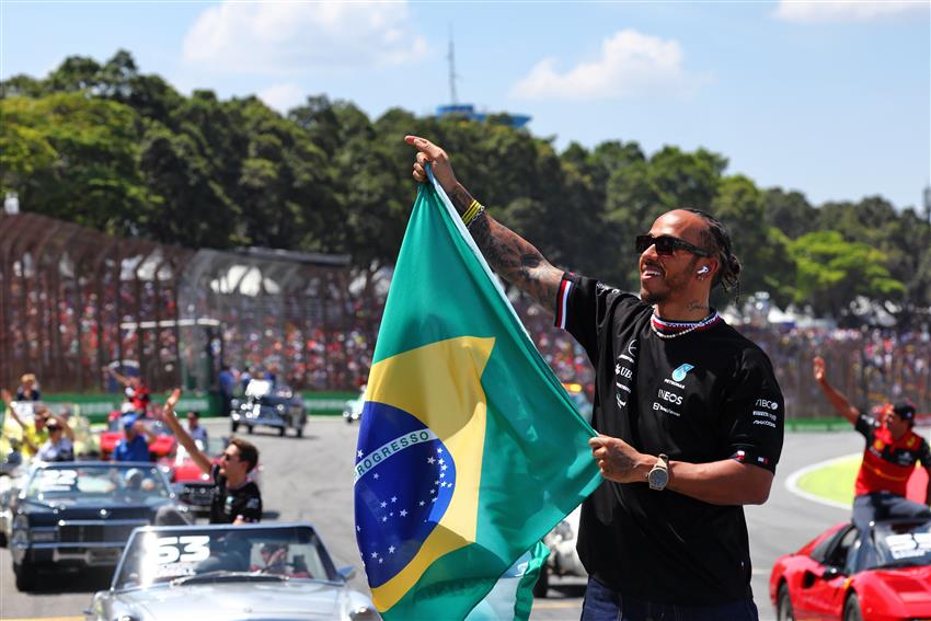 Lewis with Brazil flag