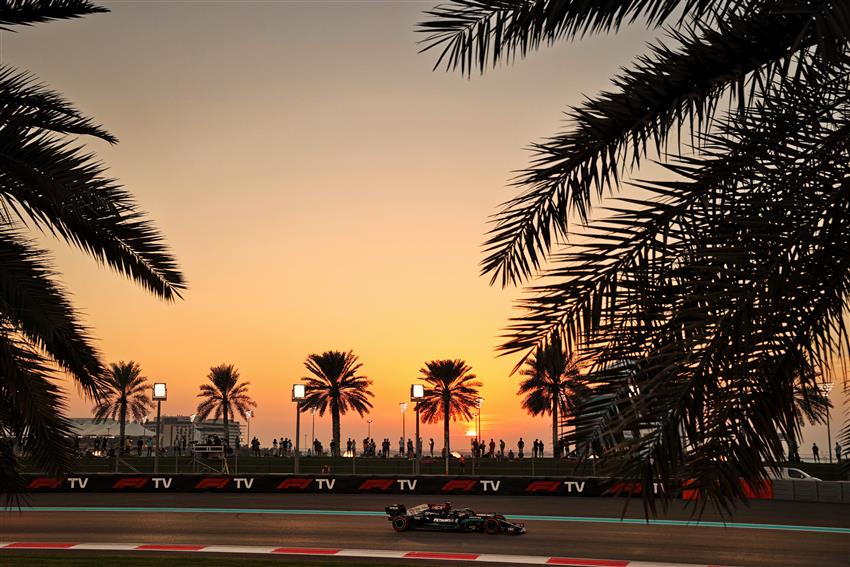 Peach sunset over Yas Marina Circuit