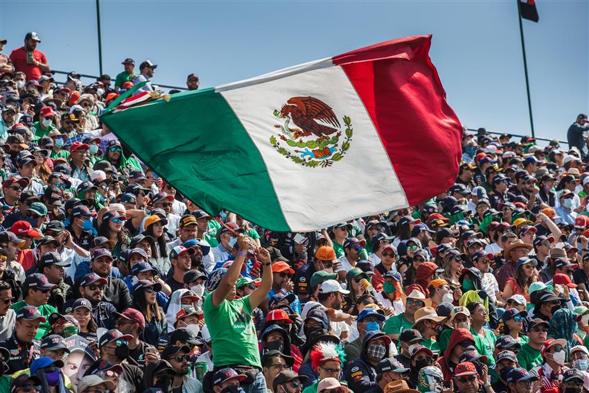 Giant Mexico flag in grandstands
