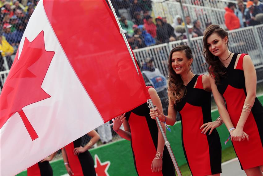 Grid Girls Holding Canadian Flag